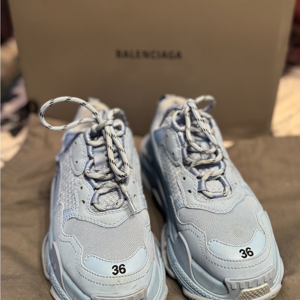 Balenciaga Sky Blue Triple S Sneakers